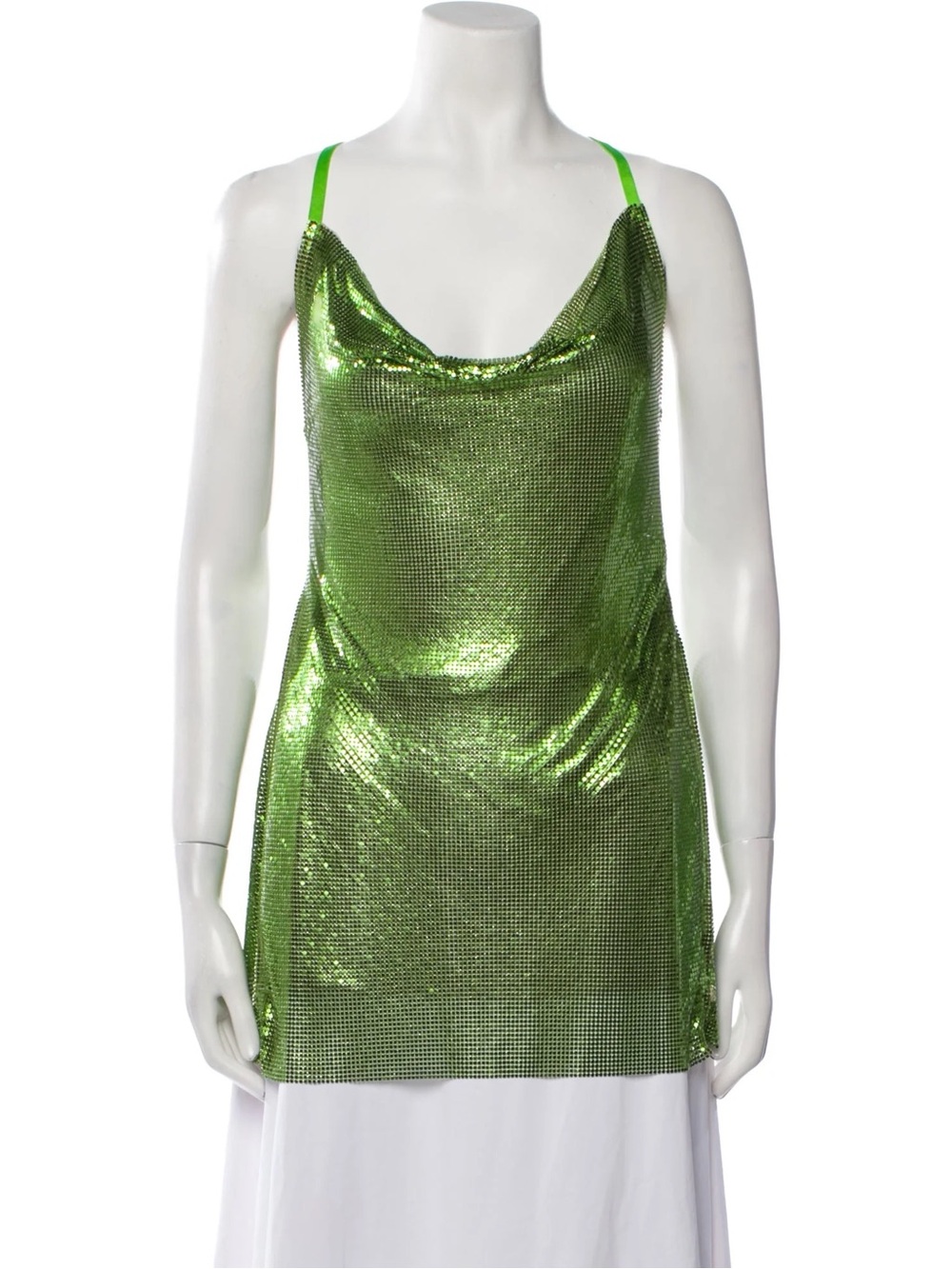 POSTER GIRL Green Metallic Chainmail Mini Dress